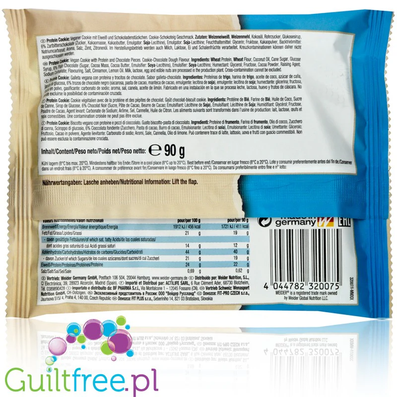 Weider Protein CookieAmerican Cookie Dough - wegańskie GIGA ciastko proteinowe bez słodzików - Image 3