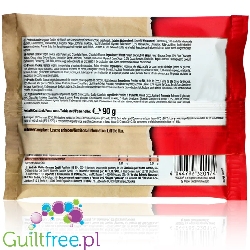 Weider Protein Cookie Double Choc Chips - wegańskie GIGA ciastko proteinowe bez słodzików - Image 3