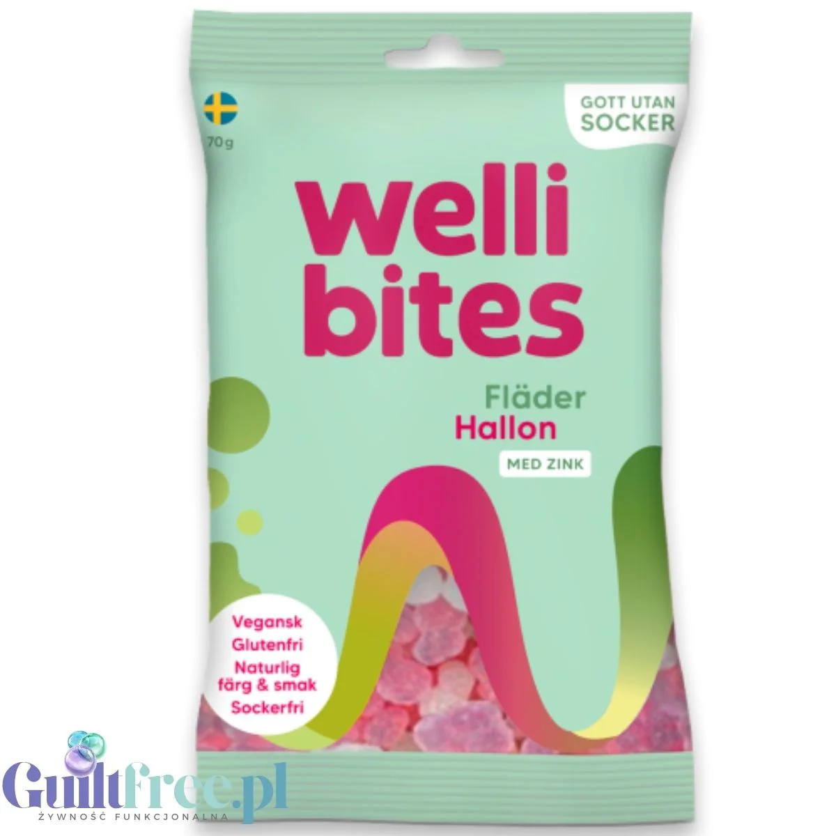 Wellibites Elderflower & Raspberry - wegańskie żelki bez cukru z cynkiem, smak Malina & Kwiat Bzu - Image 2