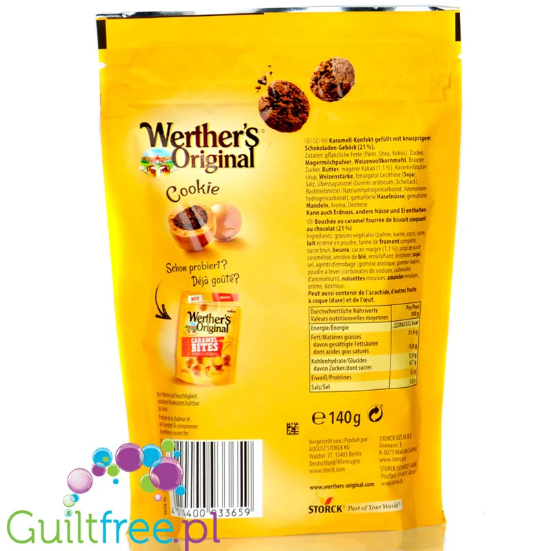 Werther's Original Blissful Caramel Bites Cookie (CHEAT MEAL) - kulki karmelowe nadziewane chrupiącymi ciastkami czekoladowymi - Image 2