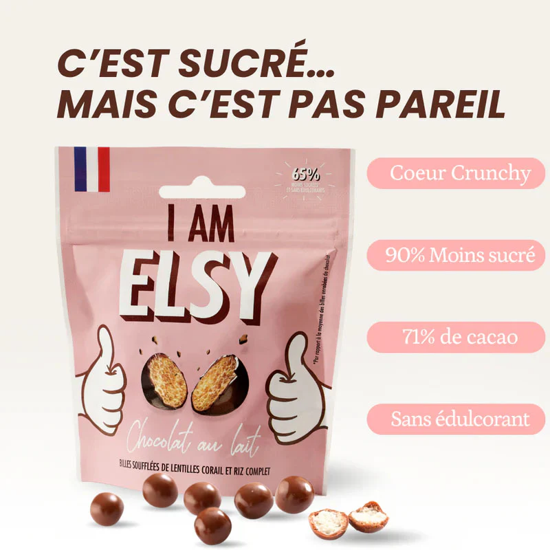 Elsy Chocolat Au Lait Billes Soufflees - bezglutenowe chrupiące kuleczki w czekoladzie 65% mniej cukru - Image 4
