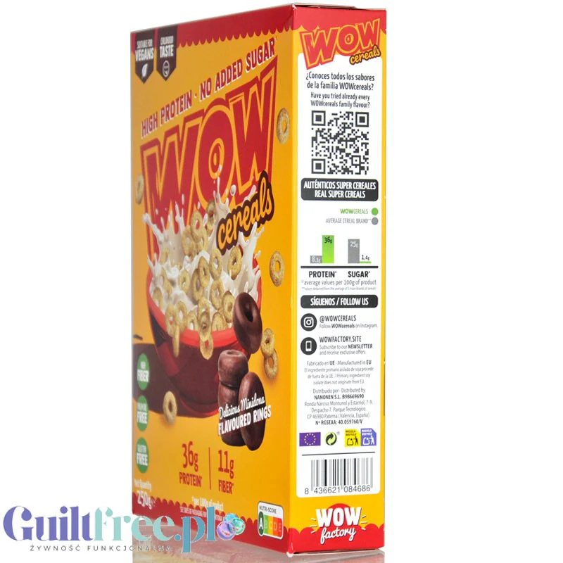 WOW Cereals Delicious Minidona Rings - wegańskie białkowe kółeczka śniadaniowe bez cukru i glutenu - Image 3