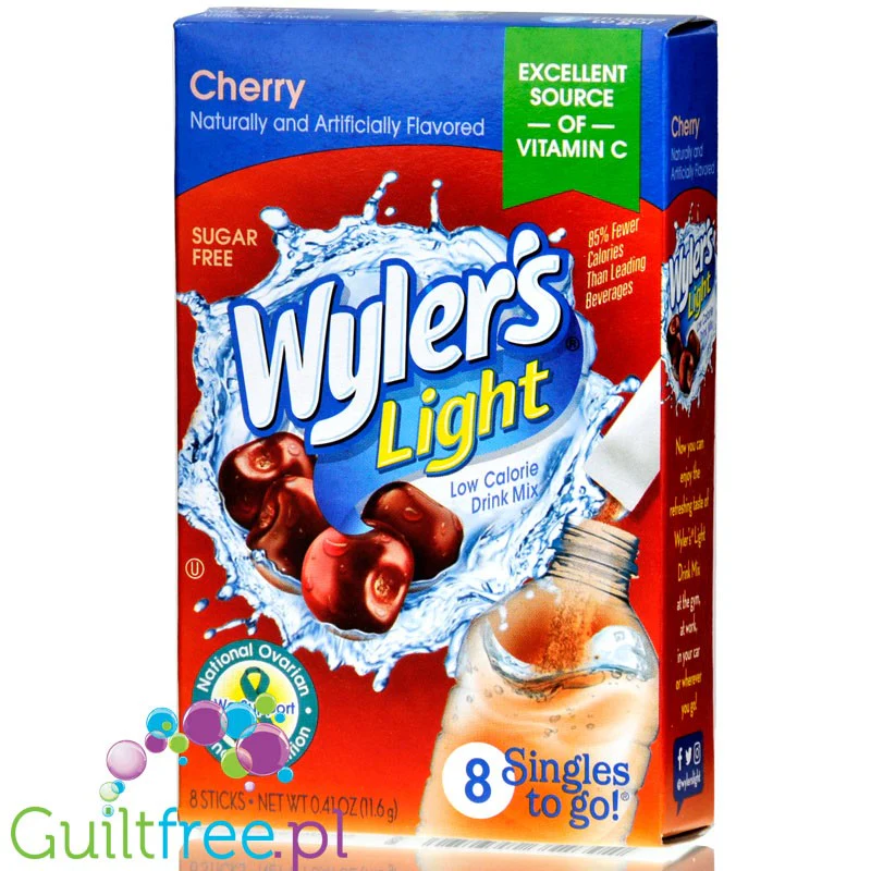 Wyler's Singles to Go Cherry - saszetki smakowe do wody bez cukru i kcal, smak Wiśnia