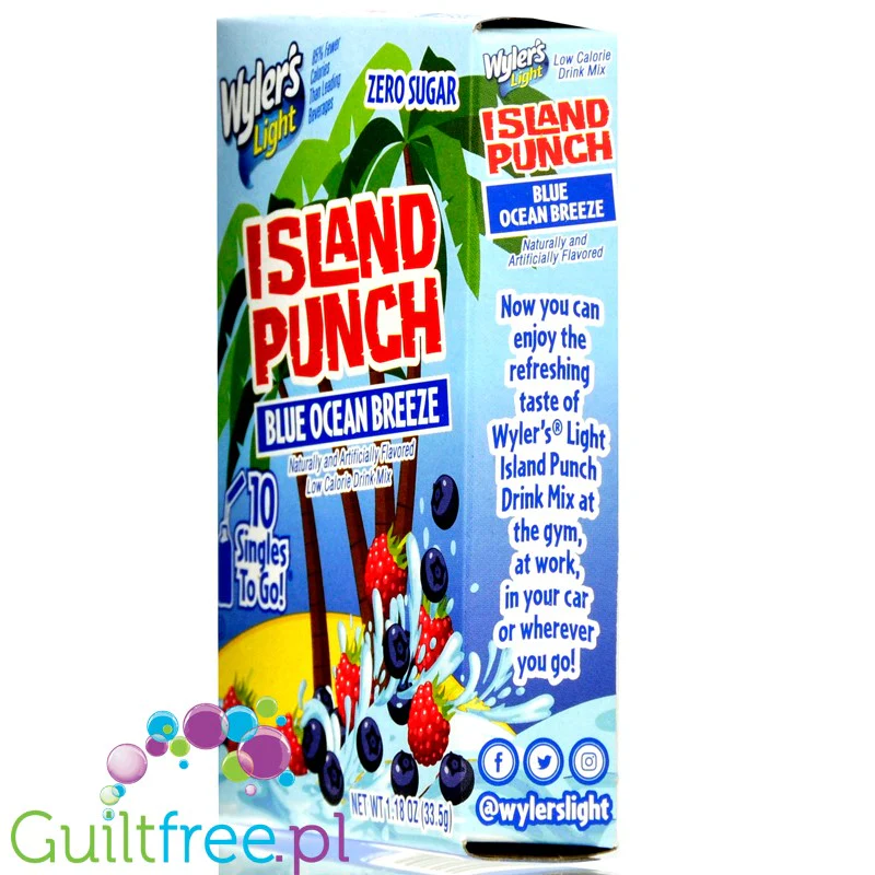 Wyler's Island Punch Blue Ocean Breeze - saszetki smakowe do wody bez cukru i kcal, smak Niebieska Malina - Image 4