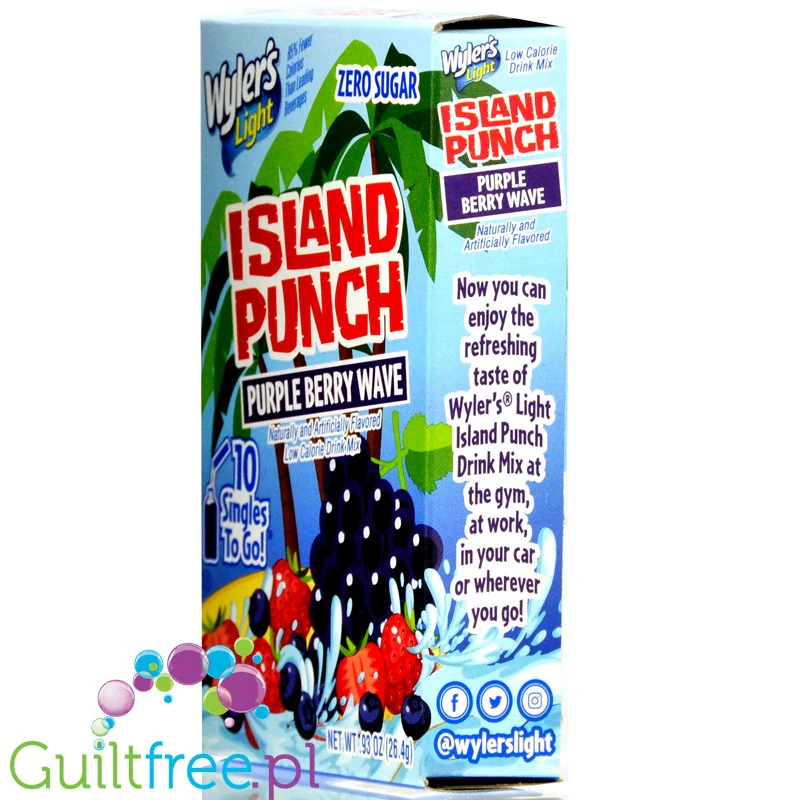 Wyler's Island Punch Purple Berry Wave - saszetki smakowe do wody bez cukru i kcal, smak Owoce Leśne - Image 2