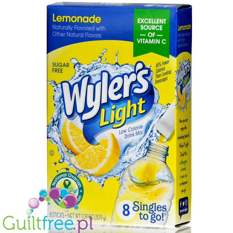 Wyler's Singles to Go Lemonade - saszetki smakowe do wody bez cukru i kcal, smak Lemoniada Cytrynowa