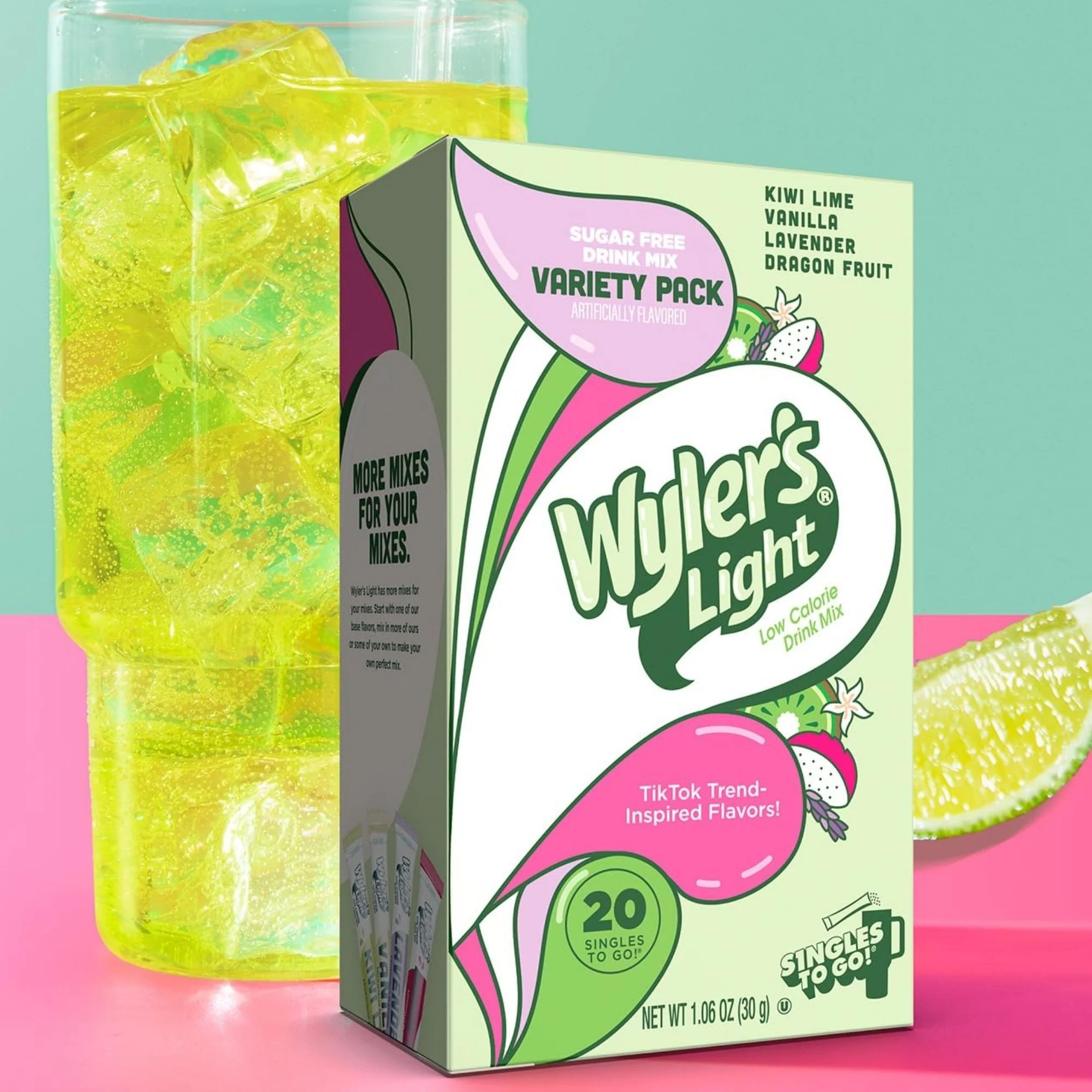Wyler's Singles To Go 20' Kiwi Lime, Vanilla, Lavender, Dragon Fruit - unikatowe napoje w saszetkach bez cukru - Image 6