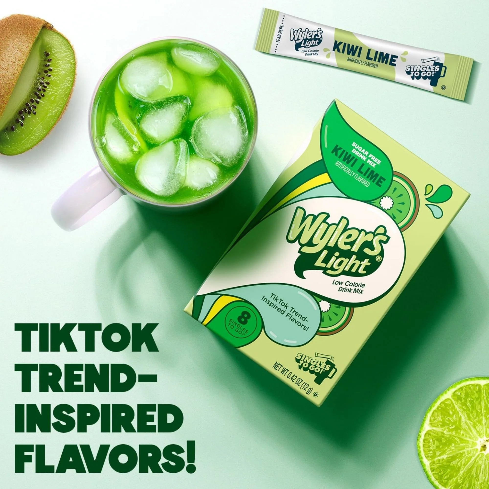 Wyler's Singles To Go Kiwi Lime - saszetki smakowe do wody bez cukru i kcal, smak Kiwi i Limonka - Image 2