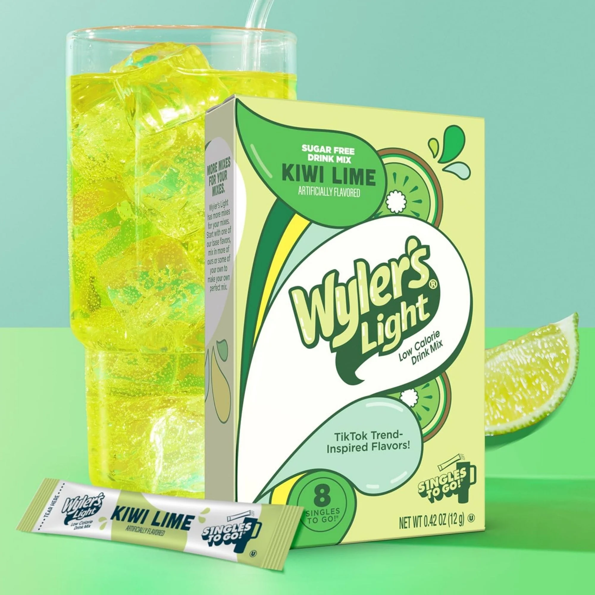 Wyler's Singles To Go Kiwi Lime - saszetki smakowe do wody bez cukru i kcal, smak Kiwi i Limonka - Image 3
