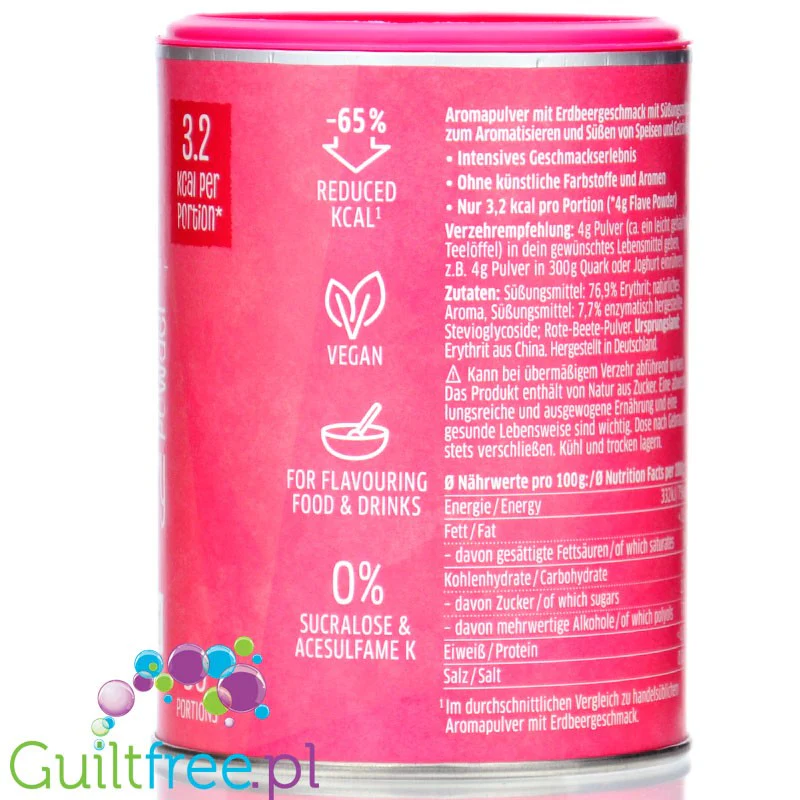 Xucker Flave Powder Strawberry - truskawkowy aromat słodzący w proszku bez cukru, ze stewią i erytrolem - Image 3