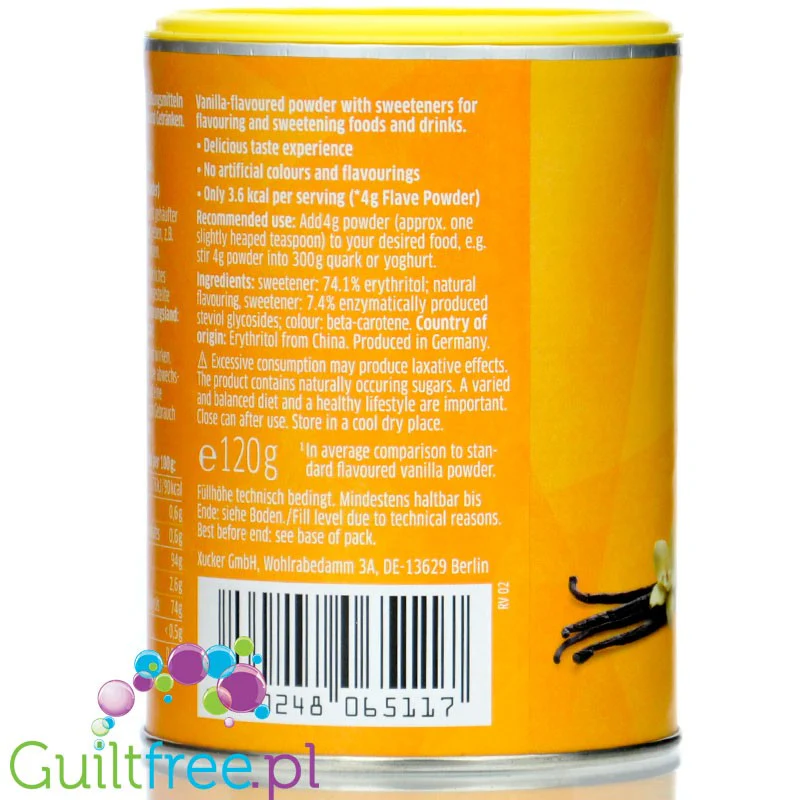 Xucker Flave Powder Vanilla - waniliowy aromat słodzący w proszku bez cukru, ze stewią i erytrolem - Image 2