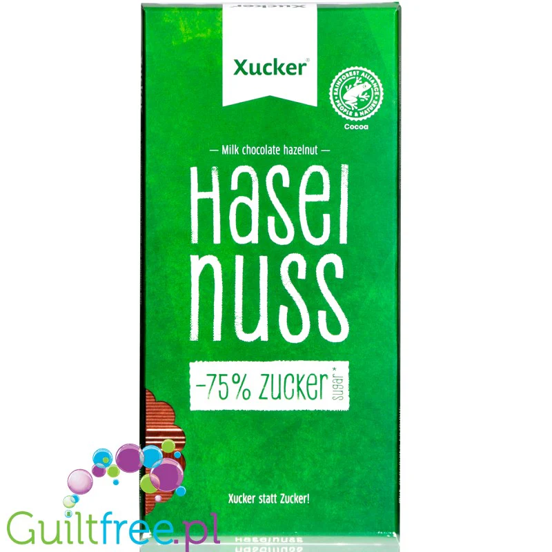 Xucker Hazelnut - mleczna czekolada bez cukru z orzechami laskowymi słodzona tylko fińskim ksylitolem