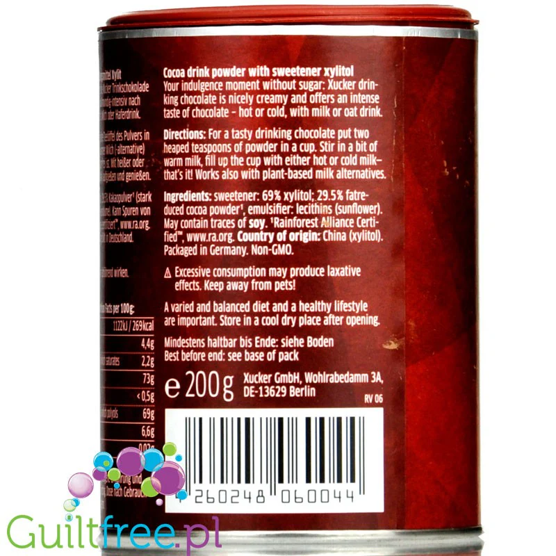 Xucker Hot Chocolate - gorąca czekolada bez cukru z ksylitolem, wegańska - Image 2
