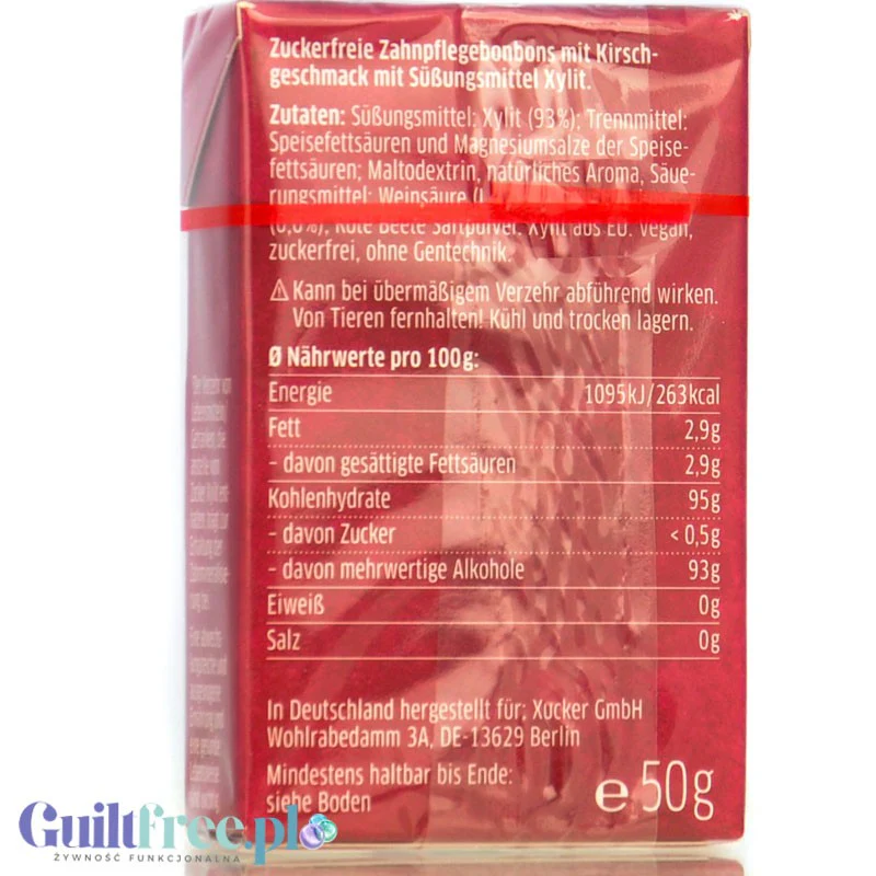 Xucker Kirsche Bombons - cukierki bez cukru z ksylitolem o smaku wiśniowym - Image 2