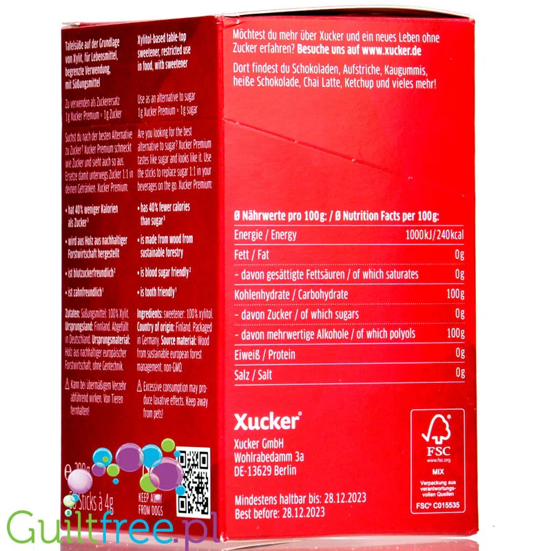 Xucker Premium Sticks - fiński ksylitol brzozowy bez GMO 50 saszetek - Image 2