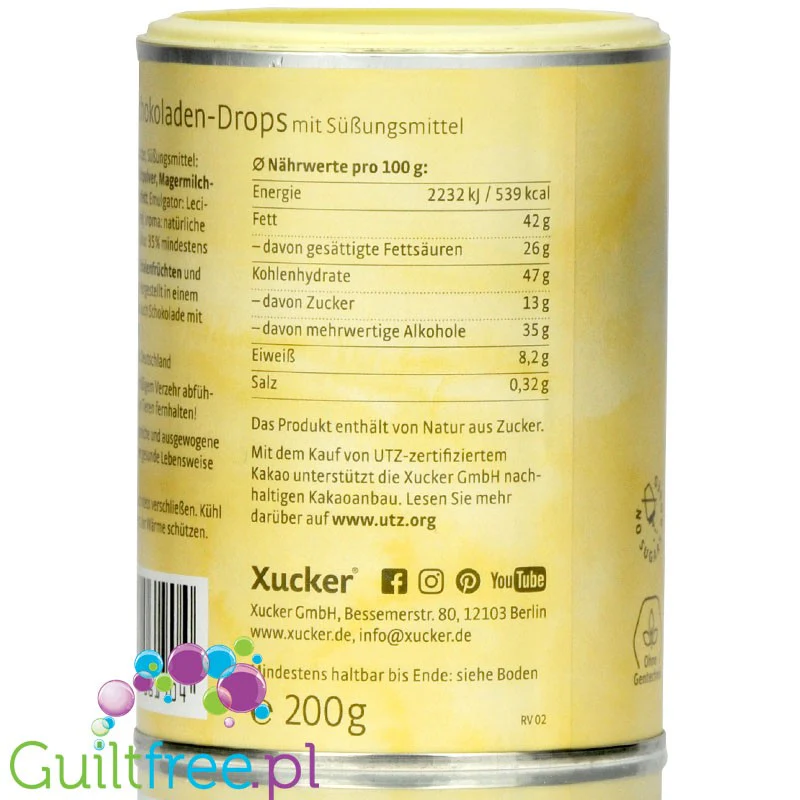 Xucker White Chocolate Drops - krople białej czekolady tylko z ksylitolem - Image 2