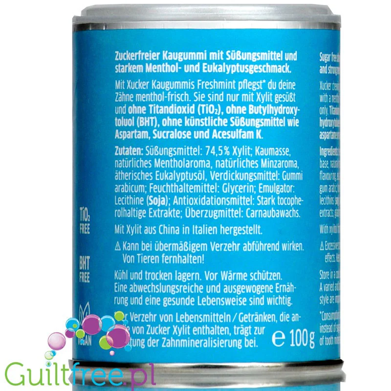 Xucker Xummi Freshmint - miętowa guma do żucia bez cukru 74% ksylitolu, puszka 67 gum - Image 3