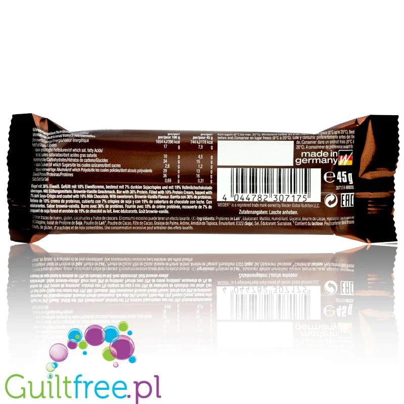 Yippie! Bar Brownie-Vanilla 45g, baton proteinowy Wanilia & Czekoladowe Ciasto - Image 3