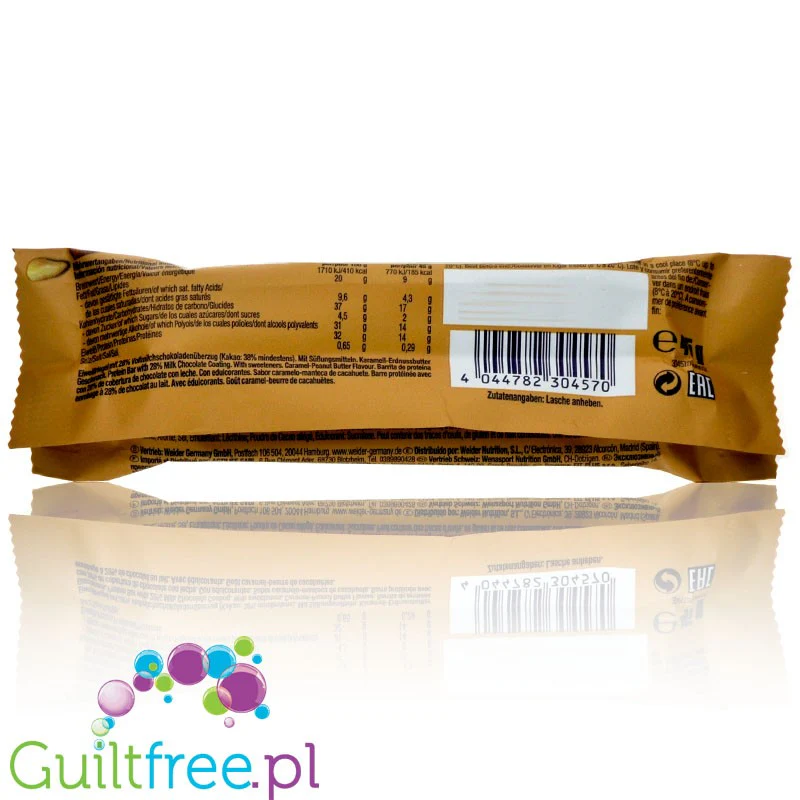 Yippie! Bar Caramel & Peanut Butter 45g, baton proteinowy Masło Orzechowe & Karmel - Image 2