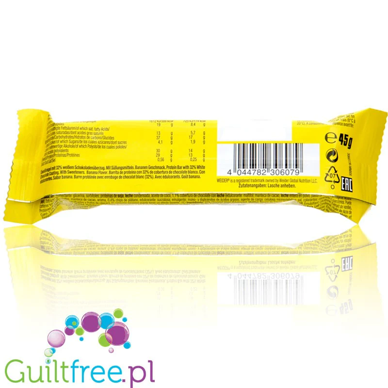 Yippie! Bar Fruits, Banana Split, baton proteinowy 174kcal & 13g białka, Banan, Karmel & Biała Czekolada - Image 2