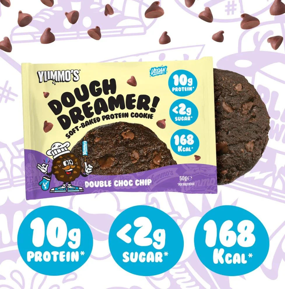 Yummo's Dough Dreamer Protein Cookie Double Choc Chip - wegańskie ciastko proteinowe bez dodatku cukru 10g białka - Image 3