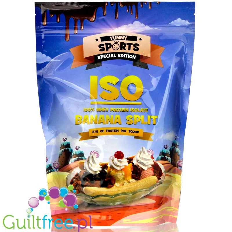 Yummy Sports ISO 100% WPI Banana Split - odżywka białkowa tylko ze stewią, edycja limitowana