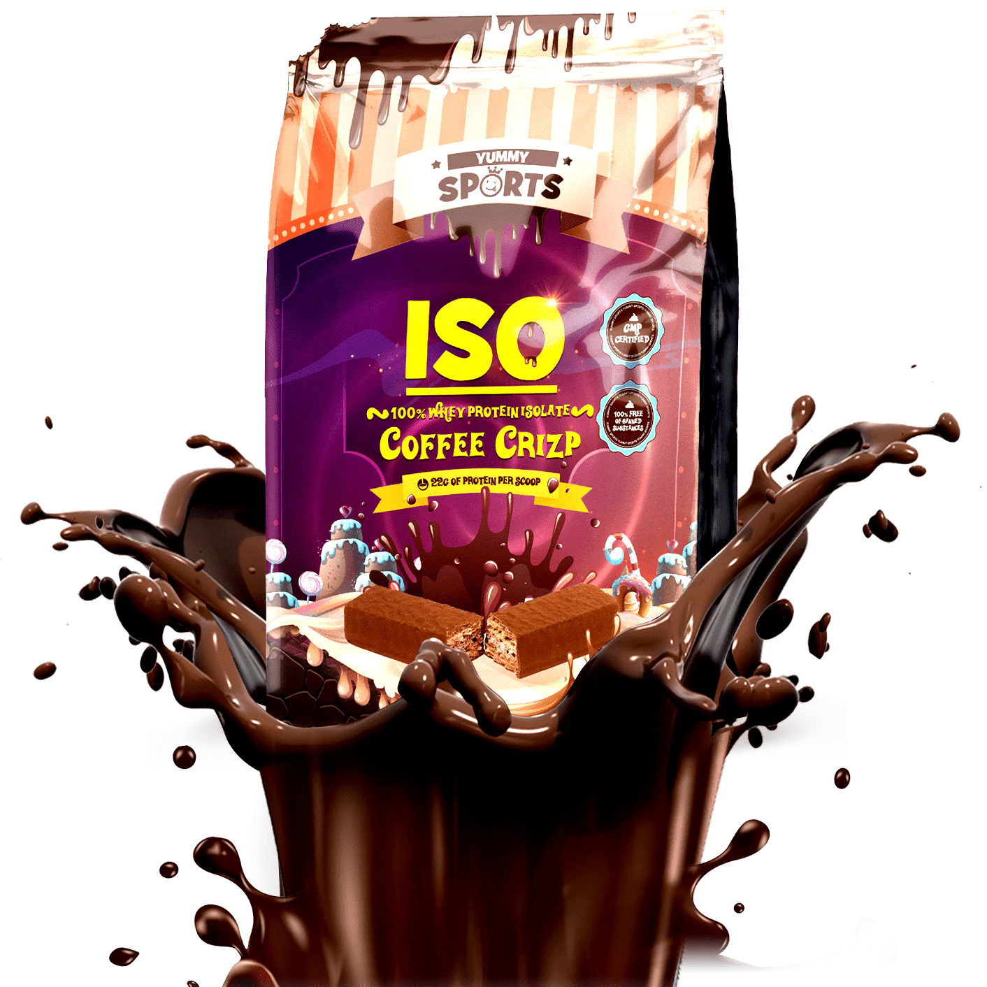 Yummy Sports ISO 100% WPI Coffee Crizp (Caffee Wafers) - odżywka białkowa WPI, 27g białka & 112kcal - Image 3