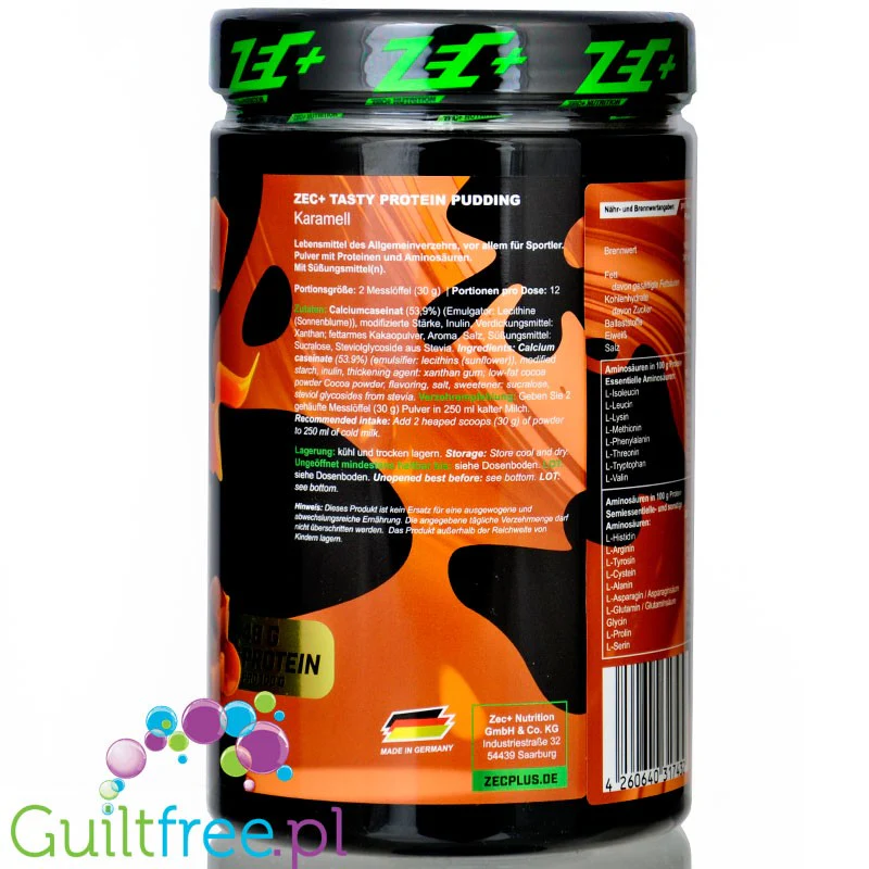 Zec+ Tasty Protein Pudding Caramel - deser białkowy z BCAA i witaminami 0,36KG - Image 4