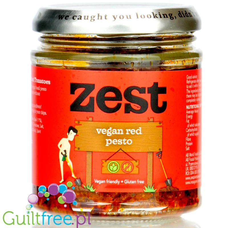 Zest Vegan Red Pesto - wegańskie czerwone pesto bez ddoatku cukru, Bazylia & Nerkowce