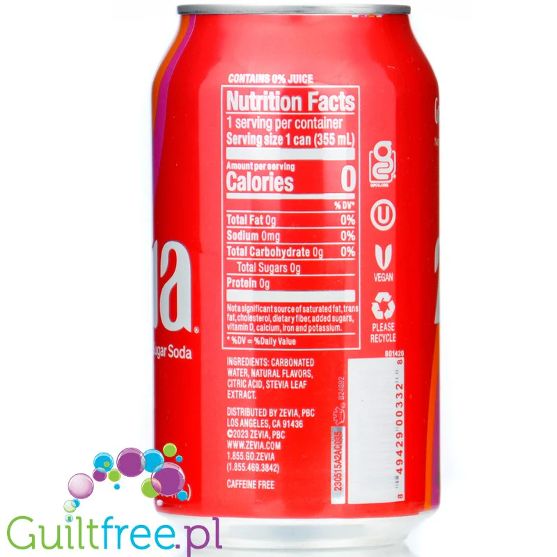 Zevia Zero Grapefruit Citrus - 100% naturalny napój bez kalorii ze stewią - Image 5