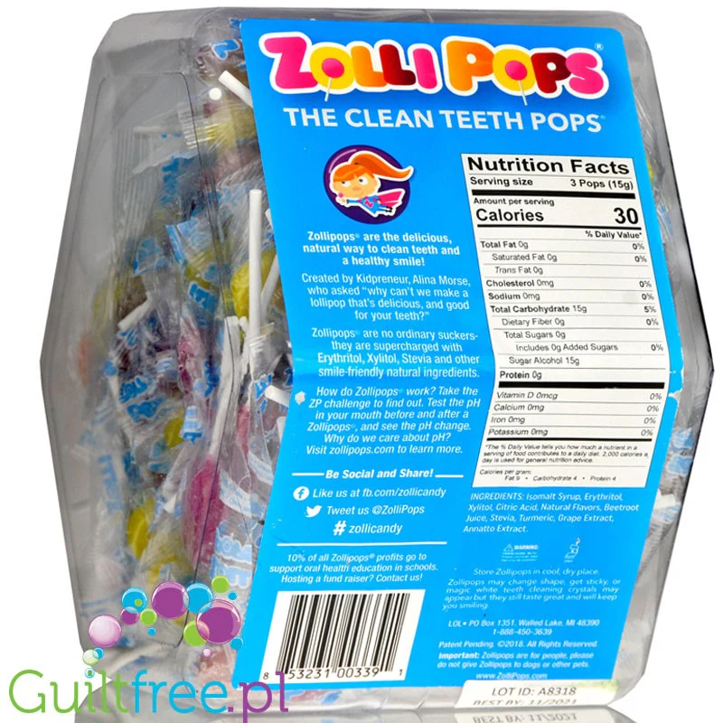 Zollipops ® display 150 szt - lizaki bez cukru z ksylitolem i stewią w 6 smakach - Image 2
