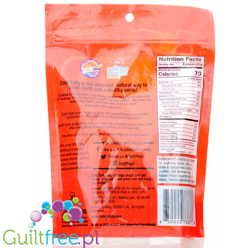 ZolliPops ® Zaffi KETO Taffy - wegańskie bezglutenowe miękkie cukierki wieloowocowe bez cukru - Image 2