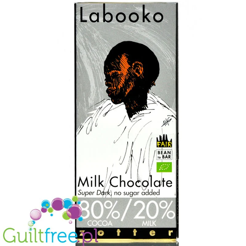 Zotter Labooko Super Dark Milk - czekolada mleczna 80% kakao bez cukru i słodzików